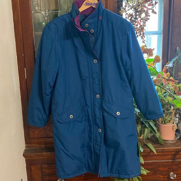 Vintage 80s–90s LL Bean Blue-Green Winter Coat Flannel Lined Women’s M-L - Picture 9 of 17